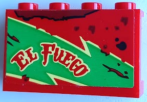 LEGO 14718pb061R Panel 1 x 4 x 2 with Side Supports - Hollow Studs with 'EL FUEGO', Oil Stains, Bright Green and Bright Light Yellow Lightning Pattern Model Right Side (Sticker) - Set 70421 - Main Product Image
