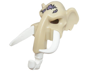 LEGO 16667c01pb03 Minifigure, Headgear Mask Mammoth with White Rubber Tusks and Trunk with Medium Lavender Sinew Patches on Forehead Pattern - Main Product Image