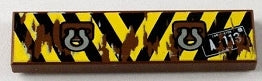LEGO 2431pb0159 Tile 1 x 4 with Black and Yellow Danger Stripes, Silver Tow Rings and 'A-113' (Yellow Corners) Pattern - Main Product Image