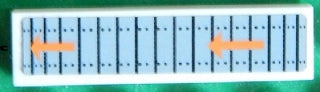 LEGO 2431pb0445 Tile 1 x 4 with Black Lines and Dots and Two Orange Arrows Pattern (Sticker) - Set 7645 - Main Product Image