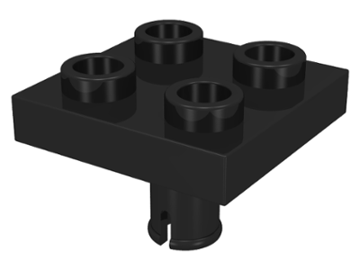 LEGO 2476 Plate, Modified 2 x 2 with Pin on Bottom in Black - Authentic LEGO Part
