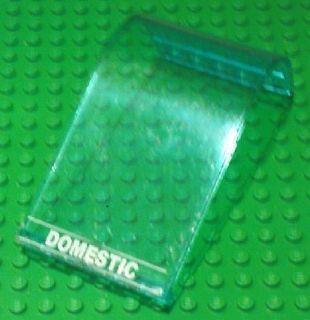 LEGO 2572pb05 Panel 6 x 6 x 9 Curved Top with White 'DOMESTIC' and Thin Lines Pattern (Sticker) - Sets 7894 - Main Product Image