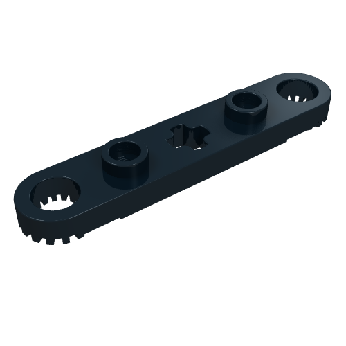 LEGO 2711 Technic, Plate 1 x 5 with Toothed Ends, 2 Studs and Center Axle Hole in Black - Authentic LEGO Part