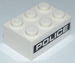 LEGO 3002pb18 Brick 2 x 3 with 'POLICE' on Black Background Pattern on Both Sides (Stickers) - Set 8186 - Main Product Image