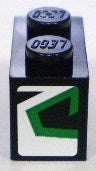 LEGO 3004pb090R Brick 1 x 2 with Green and Pattern on End Model Right Side (Sticker) - Set 8898 - Main Product Image