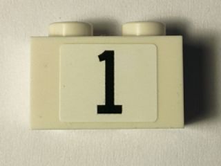 LEGO 3004pb125 Brick 1 x 2 with Black '1' on Background Serif Font Pattern (Sticker) - Set 40194 - Main Product Image