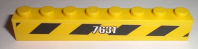 LEGO 3008pb106R Brick 1 x 8 with White '7631' and Black and Danger Stripes Pattern Model Right Side (Sticker) - Set 7631 - Main Product Image
