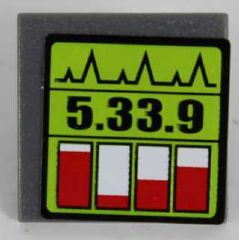 LEGO 30258pb047 Road Sign 2 x 2 Square with Clip with Black '5.33.9' and Red Level Indicators Pattern (Sticker) - Set 8864 - Main Product Image