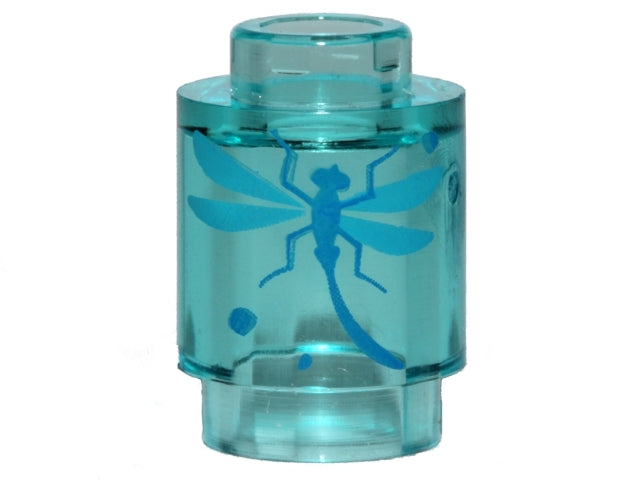 LEGO 3062pb058 Brick, Round 1 x 1 with Blue Dragonfly Pattern - Main Product Image