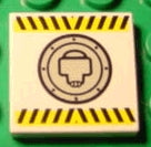 LEGO 3068pb0023 Tile 2 x 2 with Black and Yellow Danger Stripes and Round Hatch Pattern - Main Product Image