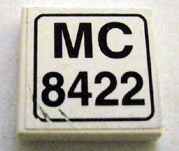 LEGO 3068pb0157 Tile 2 x 2 with 'MC 8422' Pattern (Sticker) - Set 8422 - Main Product Image
