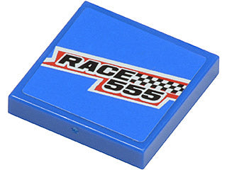 LEGO 3068pb0445 Tile 2 x 2 with 'RACE 555' and Checkered Flag Pattern (Sticker) - Set 8125 - Main Product Image