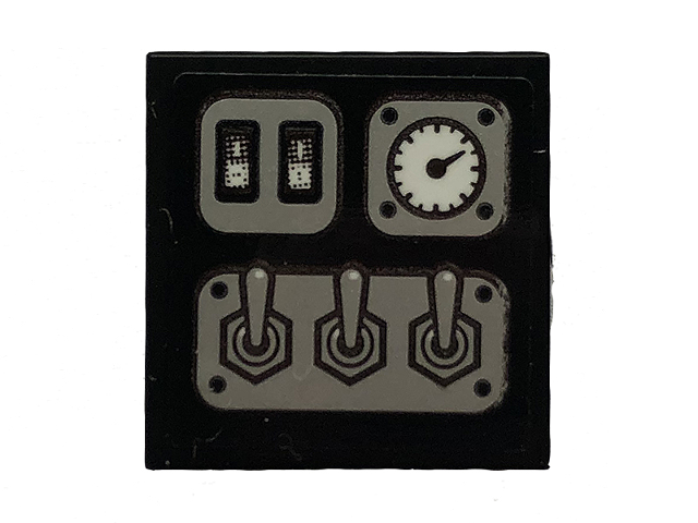 LEGO 3068pb1309 Tile 2 x 2 with Levers, Buttons and Gauge Pattern (Sticker) - Set 70418 - Main Product Image