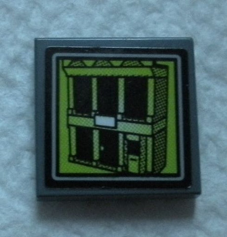 LEGO 3068pb1327 Tile 2 x 2 with Lime Video Screen with Jail Cell Building Pattern (Sticker) - Set 60139 - Main Product Image
