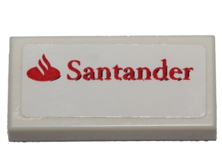 LEGO 3069pb0420 Tile 1 x 2 with Santander Logo Pattern (Sticker) - Set 40190 - Main Product Image
