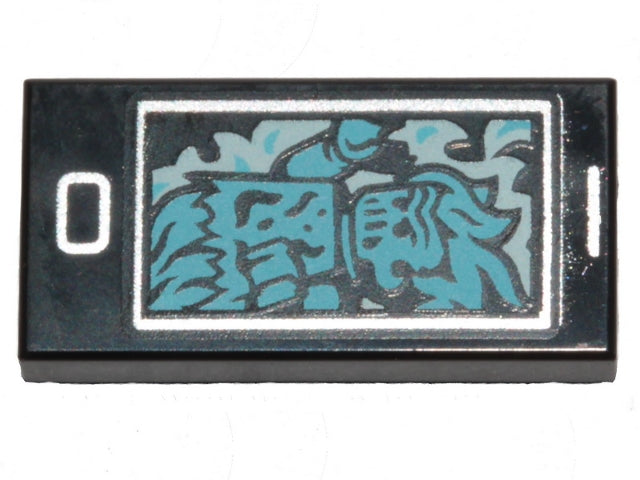 LEGO 3069pb0724 Tile 1 x 2 with Cell Phone / Smartphone and Medium Azure Ghost Pattern - Main Product Image