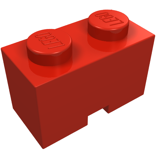 LEGO 3134 Brick, Modified 1 x 2 with Cable Holding Cutout in Red - Authentic LEGO Part