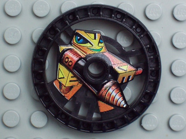 LEGO 32355pb01 Technic, Disk 5 x 5 - RoboRider Talisman Wheel, Driller Mold with Robot Pattern - Main Product Image