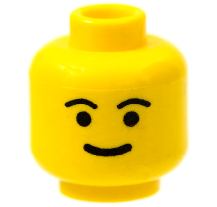 LEGO 3626p05 Minifigure, Head Standard Grin, Black Eyebrows, Thick Mouth Pattern - Main Product Image