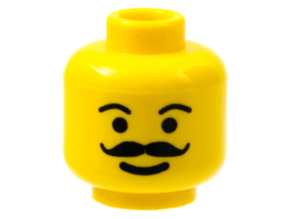 LEGO 3626pb0083 Minifigure, Head Moustache Curly and Full, Plain Eyebrows Pattern - Main Product Image