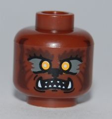 LEGO 3626pb0543 Minifigure, Head Werewolf, Orange Eyes and Sharp Teeth Pattern - Main Product Image