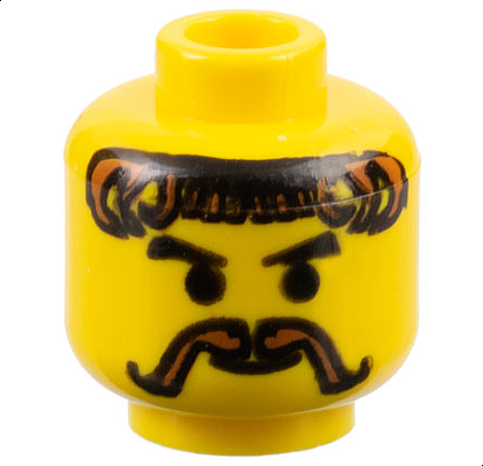 LEGO 3626px70 Minifigure, Head Moustache and Curly Brown Hair Pattern - Main Product Image