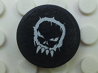 LEGO 4150pb036 Tile, Round 2 x 2 with Space Police 3 Alien Skull Pattern (Sticker) - Set 5980 - Main Product Image