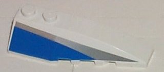 LEGO 41747pb012 Wedge 6 x 2 Right with Blue and Silver Side Pattern - Main Product Image