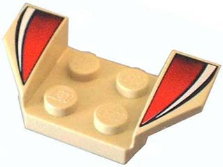 LEGO 41854px3 Vehicle, Mudguard 2 x 4 with Flared Wings with White Curved Stripes and Red to Black Fades Pattern - Main Product Image