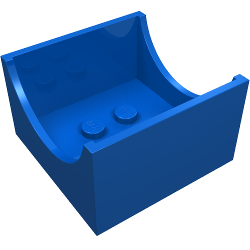 LEGO 4461 Container, Box 4 x 4 x 2 Bottom with Semicircle Cutout Ends in Blue - Authentic LEGO Part