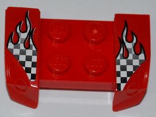 LEGO 44674pb20 Vehicle, Mudguard 2 x 4 with Headlights Overhang with Checkered Flames Pattern on Both Sides (Stickers) - Set 8198 - Main Product Image