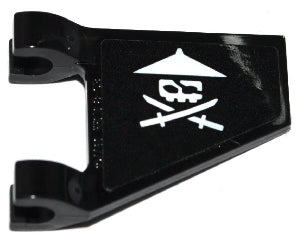 LEGO 44676pb029 Flag 2 x 2 Trapezoid with White Ninja Skull with Crossed Swords Pattern on Both Sides (Stickers) - Sets 70593 / 70602 - Main Product Image