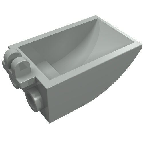 LEGO 4626 Vehicle, Digger Bucket 2 x 3 Curved Bottom, Hollow, with 2 Fingers Hinge in Light Gray - Authentic LEGO Part
