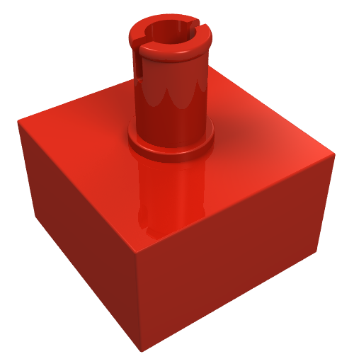 LEGO 4729 Brick, Modified 2 x 2 No Studs, Top Pin in Red - Authentic LEGO Part