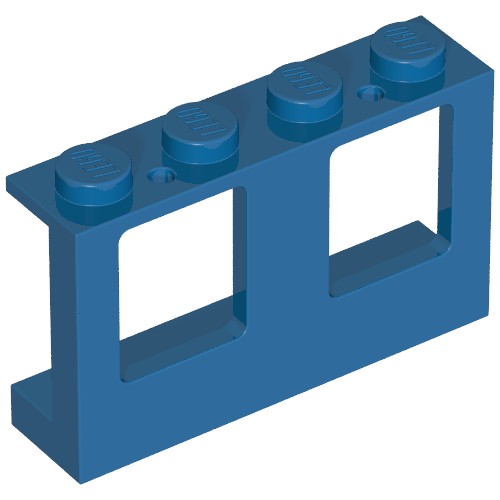 LEGO 4863 Window 1 x 4 x 2 Plane, Single Top Hole and Double Bottom Holes for Glass in Blue - Authentic LEGO Part