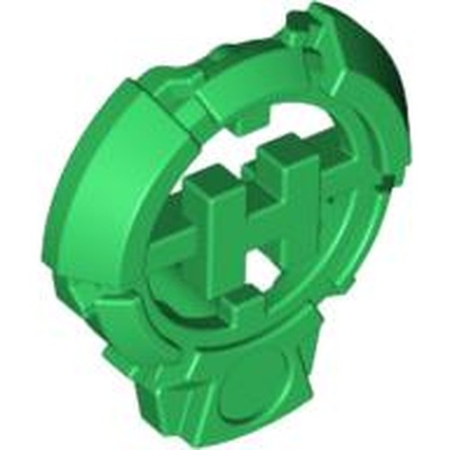 LEGO 92199 Hero Factory Chest Badge with 'H' and Flat Bottom in Green - Authentic LEGO Part