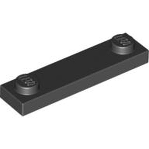 LEGO 92593 Plate, Modified 1 x 4 with 2 Studs without Groove in Black - Authentic LEGO Part