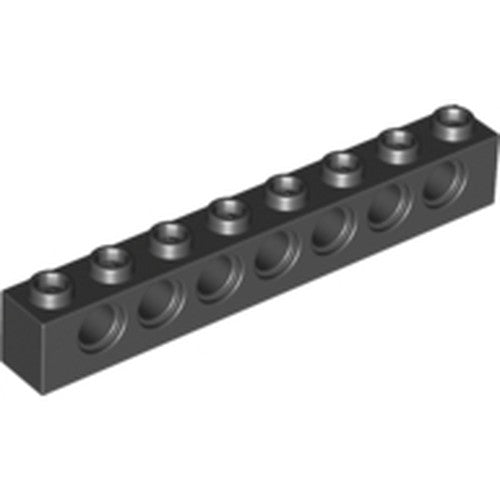 LEGO 3702 Light Bluish Gray Technic, Brick 1 x 8 with Holes in Black - Authentic LEGO Part