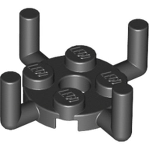 LEGO 98284 Plate, Round 2 x 2 with Pin Hole and 4 Bar Arms Up in Black - Authentic LEGO Part