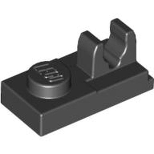 LEGO 92280 Plate, Modified 1 x 2 with Clip with Center Cut on Top in Black - Authentic LEGO Part