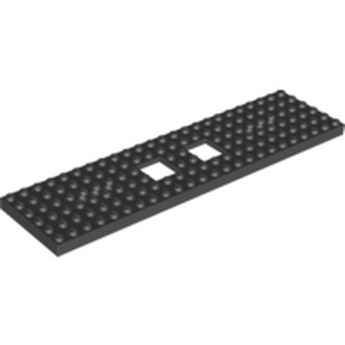 LEGO 92088 Train Base 6 x 24 with 2 Square Cutouts and 3 Round Holes Each End, Reinforced on Bottom in Black - Authentic LEGO Part