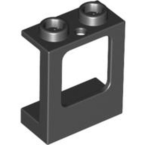 LEGO 60032 Window 1 x 2 x 2 Plane, Single Hole Top and Bottom for Glass in Black - Authentic LEGO Part