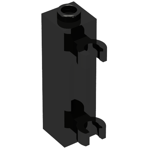 LEGO 60583b Brick, Modified 1 x 1 x 3 with 2 Clips (Vertical Grip) - Hollow Stud in Black - Authentic LEGO Part