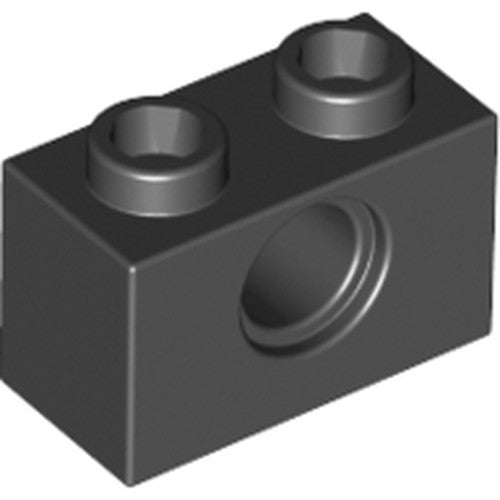 LEGO 3700 Technic, Brick 1 x 2 with Hole in Black - Authentic LEGO Part
