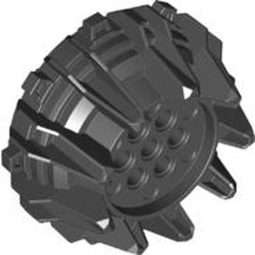 LEGO 64712 Wheel Hard Plastic with Small Cleats and Flanges in Black - Authentic LEGO Part