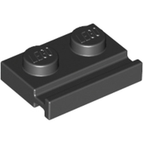 LEGO 32028 Plate, Modified 1 x 2 with Door Rail in Black - Authentic LEGO Part