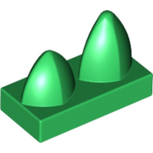 LEGO 15209 Tile, Modified 1 x 2 with 2 Teeth Vertical in Green - Authentic LEGO Part