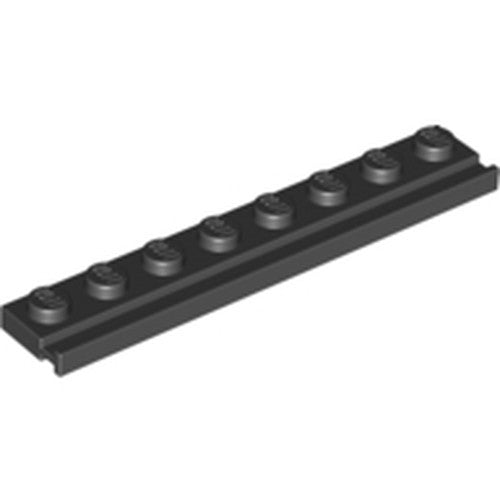 LEGO 4510 Plate, Modified 1 x 8 with Door Rail in Black - Authentic LEGO Part