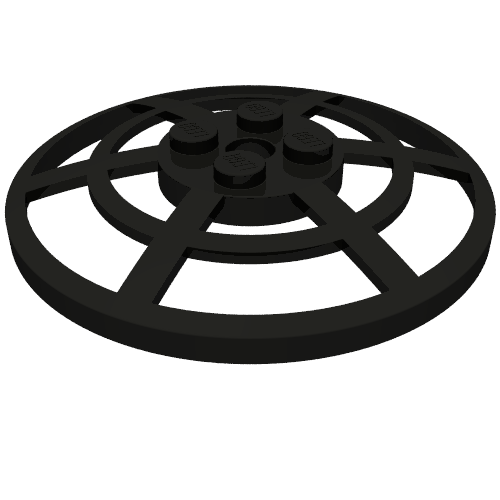 LEGO 4285b Dish 6 x 6 Inverted (Radar) Webbed - Type 2 (Underside Attachment Positions at 90 degrees) in Black - Authentic LEGO Part