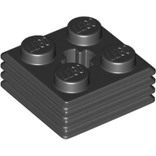 LEGO 71752 Brick, Modified 2 x 2 x 2/3 Ribbed with Axle Hole in Black - Authentic LEGO Part